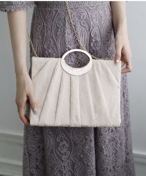 Cupid Heart（キューピッドハート）の「【Cupid Heart】結婚式BAG レースプリーツパーティーバッグ（トートバッグ・レディース・ブラック/ベージュ・MEDIUM）」の11枚目の写真