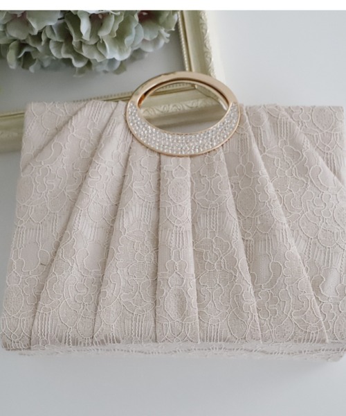 Cupid Heart（キューピッドハート）の「【Cupid Heart】結婚式BAG レースプリーツパーティーバッグ（トートバッグ・レディース・ブラック/ベージュ・MEDIUM）」の15枚目の写真