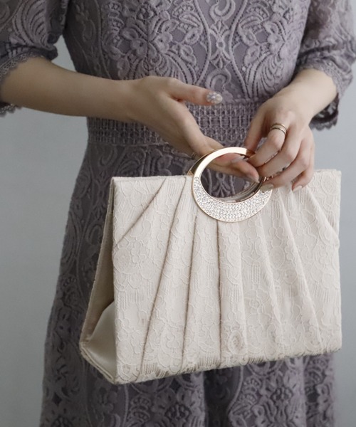Cupid Heart（キューピッドハート）の「【Cupid Heart】結婚式BAG レースプリーツパーティーバッグ（トートバッグ・レディース・ブラック/ベージュ・MEDIUM）」の18枚目の写真