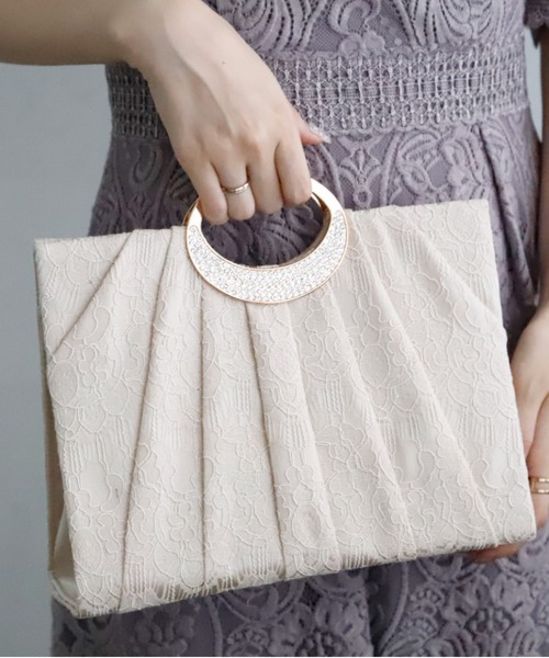 Cupid Heart（キューピッドハート）の「【Cupid Heart】結婚式BAG レースプリーツパーティーバッグ（トートバッグ・レディース・ブラック/ベージュ・MEDIUM）」の20枚目の写真