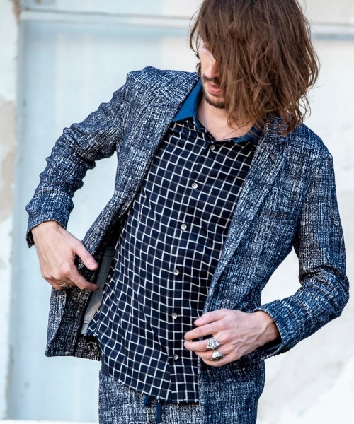 NO ID.(ノーアイディ)の「mj7004-ストレッチジャージー2B-JKT ジャケット(テーラードジャケット・メンズ・ネイビー/グレー/ブラック/ブラック系その他・1/2/3)」の4枚目の写真