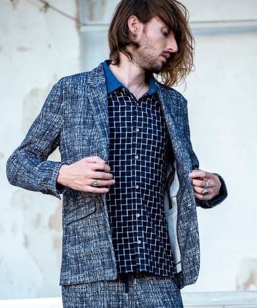 NO ID.(ノーアイディ)の「mj7004-ストレッチジャージー2B-JKT ジャケット(テーラードジャケット・メンズ・ネイビー/グレー/ブラック/ブラック系その他・1/2/3)」の5枚目の写真