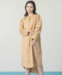 バンドカラービッグシャツドレス