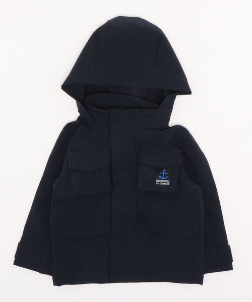 RUGGEDWORKS（ラゲッドワークス）の「ストライプポケッタブル撥水加工ジャケット　ユニセックス（その他アウター・キッズ・オフホワイト/ネイビー・150cm/90㎝/140cm/100cm/110cm/120cm/130cm）」の2枚目の写真