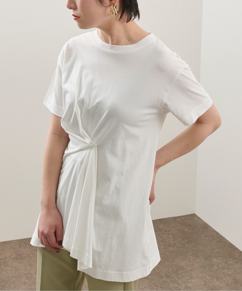 Ambre Neige（アンブルネージュ）の「デザインタックTシャツ／【WEB/EC限定商品】（Tシャツ/カットソー・レディース・オフホワイト/サックスブルー/モカ/パープル・FREE）」の2枚目の写真