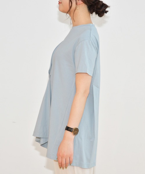 Ambre Neige（アンブルネージュ）の「デザインタックTシャツ／【WEB/EC限定商品】（Tシャツ/カットソー・レディース・オフホワイト/サックスブルー/モカ/パープル・FREE）」の13枚目の写真