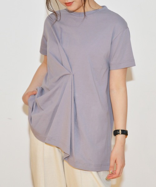 Ambre Neige（アンブルネージュ）の「デザインタックTシャツ／【WEB/EC限定商品】（Tシャツ/カットソー・レディース・オフホワイト/サックスブルー/モカ/パープル・FREE）」の15枚目の写真