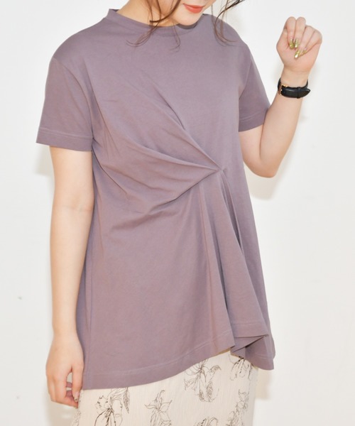 Ambre Neige（アンブルネージュ）の「デザインタックTシャツ／【WEB/EC限定商品】（Tシャツ/カットソー・レディース・オフホワイト/サックスブルー/モカ/パープル・FREE）」の21枚目の写真