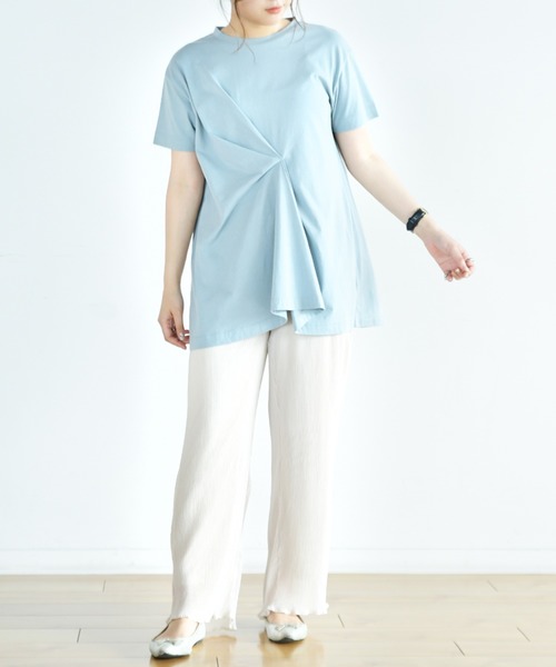 Ambre Neige（アンブルネージュ）の「デザインタックTシャツ／【WEB/EC限定商品】（Tシャツ/カットソー・レディース・オフホワイト/サックスブルー/モカ/パープル・FREE）」の22枚目の写真