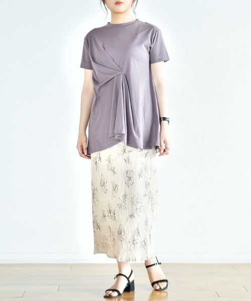 Ambre Neige（アンブルネージュ）の「デザインタックTシャツ／【WEB/EC限定商品】（Tシャツ/カットソー・レディース・オフホワイト/サックスブルー/モカ/パープル・FREE）」の20枚目の写真