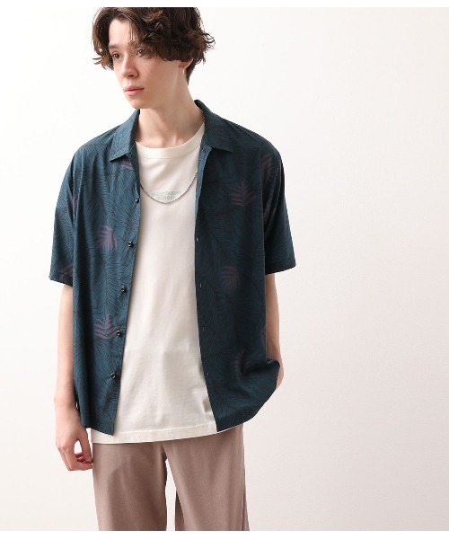 JUNRED（ジュンレッド）の「ダークリーフプリントシャツ（シャツ/ブラウス・メンズ・ブラック/ネイビー・LL/M/L）」の3枚目の写真