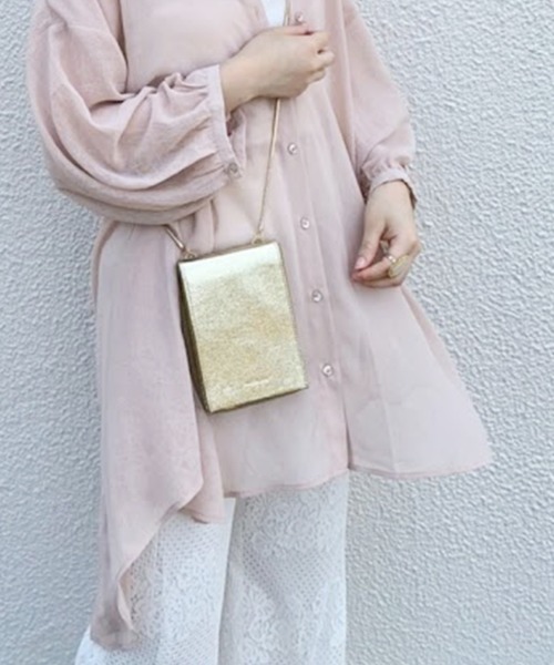 one after another NICE CLAUP（ワンアフターアナザーナイスクラップ）の「スマホショルダーバッグ（ショルダーバッグ・レディース・サックスブルー/シルバー/ゴールド/アイボリー/ベビーピンク/ベージュ/レオパード/グレイッシュベージュ・FREE）」の9枚目の写真