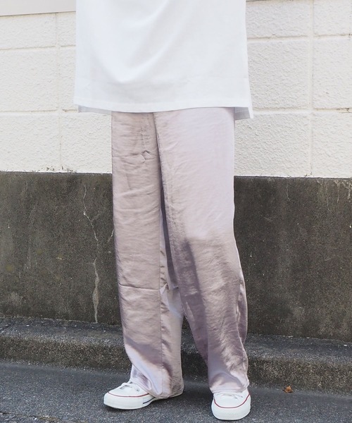 SHARE SPIRIT 25SS サテンイージートラックパンツ M 美品 セットアップ可】シボサテンライクイージーパンツ[品番