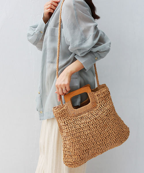 REAL CUBE(リアルキューブ)の「スクエアハンドルペーパーバッグ(トートバッグ・レディース・ベージュ/ナチュラル・FREE)」の1枚目の写真