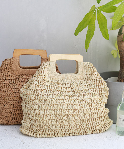 REAL CUBE(リアルキューブ)の「スクエアハンドルペーパーバッグ(トートバッグ・レディース・ベージュ/ナチュラル・FREE)」の6枚目の写真