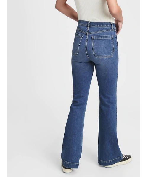ウォッシュデニム パッチポケット付き フレア ブルージーンズ フレアジーンズ - ブルー | ZARA Japan / 日本