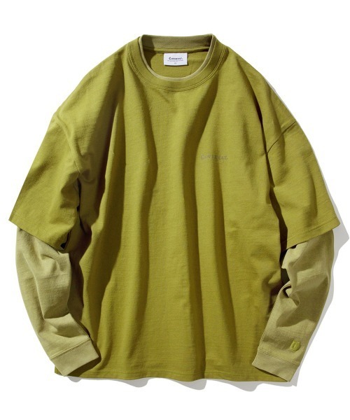 COVERNAT（カバーナット）の「【COVERNAT】LAYERED AUTHENTIC LOGO LONG SLEEVE / カバーナット レイヤード オーセンティック ロゴ ロングスリーブ Tシャツ（Tシャツ/カットソー・メンズ・ブラック/チャコールグレー/ストライプ/グリーン/アイボリー・MEDIUM/SMALL/LARGE）」の4枚目の写真