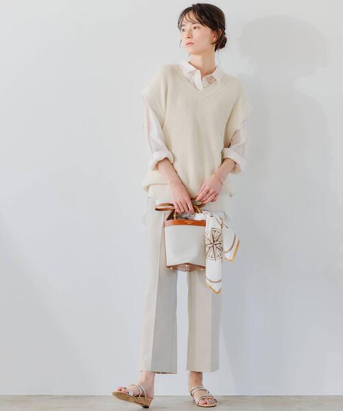 green label relaxing（グリーンレーベルリラクシング）の「◆FM スラブ オックス フレア パンツ（その他パンツ・レディース・ナチュラル/ブラウン/イエロー・34/38/36/40）」の4枚目の写真