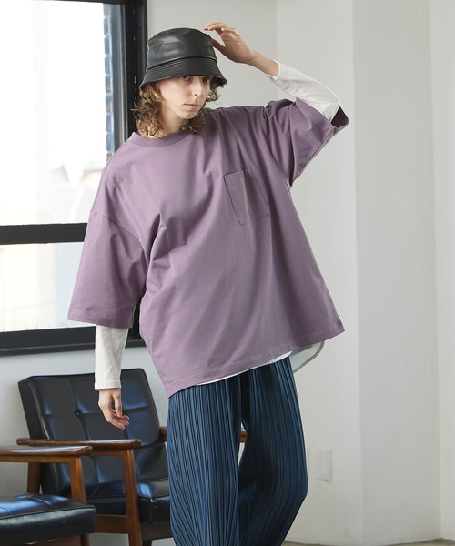 ENDER PRODUCTS（エンダープロダクツ）の「シルケットライク天竺 スーパービッグシルエット ポケットS/Sカットソー【ENDER PRODUCTS/エンダープロダクツ】（Tシャツ/カットソー・メンズ・ホワイト/ベージュ系その他/ブラック/グリーン系その他/グレイッシュベージュ/ブルー系その他/グレー系その他/ライラック・L/M）」の8枚目の写真