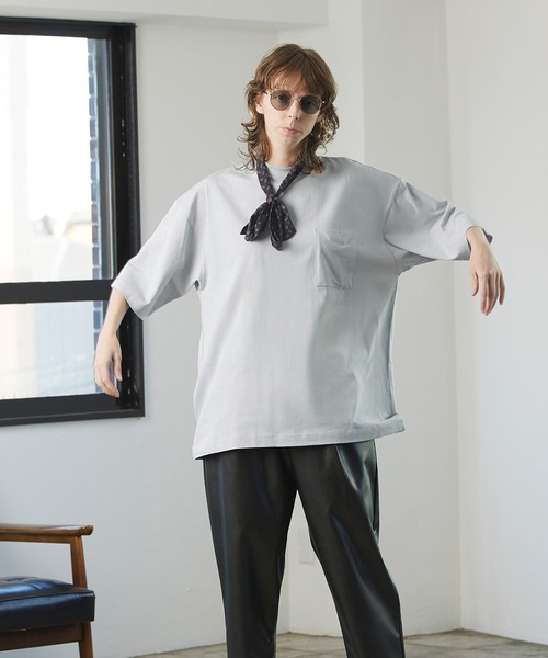 ENDER PRODUCTS（エンダープロダクツ）の「シルケットライク天竺 スーパービッグシルエット ポケットS/Sカットソー【ENDER PRODUCTS/エンダープロダクツ】（Tシャツ/カットソー・メンズ・ホワイト/ベージュ系その他/ブラック/グリーン系その他/グレイッシュベージュ/ブルー系その他/グレー系その他/ライラック・L/M）」の17枚目の写真