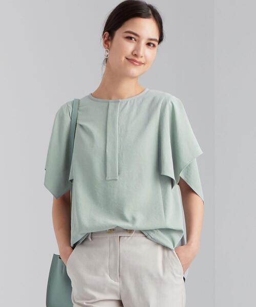 green label relaxing（グリーンレーベルリラクシング）の「FFC スクエア スリーブ とろみ ブラウス（シャツ/ブラウス・レディース・ライム/ダークグレー/ナチュラル・FREE）」の13枚目の写真