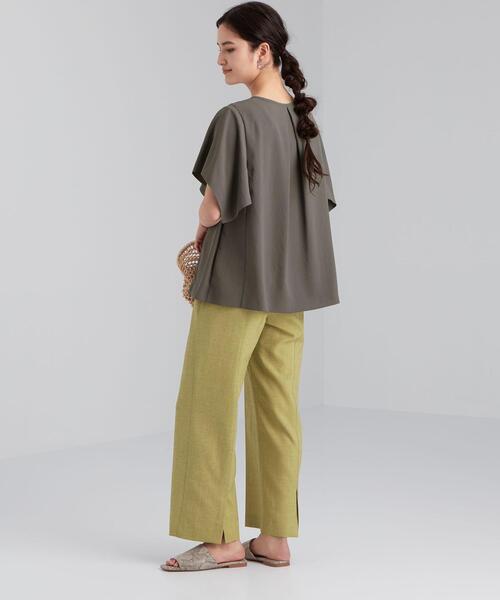 green label relaxing（グリーンレーベルリラクシング）の「FFC スクエア スリーブ とろみ ブラウス（シャツ/ブラウス・レディース・ライム/ダークグレー/ナチュラル・FREE）」の5枚目の写真