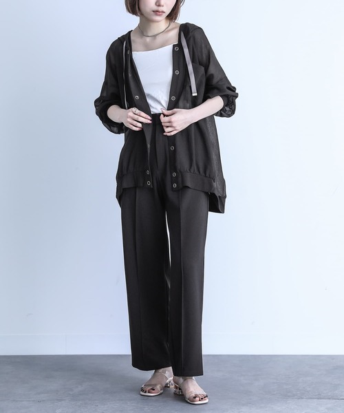 n'OrLABEL（ノアールレーベル）の「『シアーパーカーブルゾン』（カーディガン/ボレロ・レディース・イエロー/ピンクベージュ/ブラック/カーキ/ライトベージュ・FREE）」の14枚目の写真