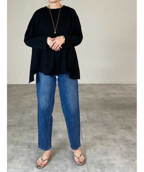She's Closet（シーズクローゼット）の「バックスリット長袖ロングTシャツ（Tシャツ/カットソー・レディース・オフホワイト/ブラック・FREE）」の19枚目の写真