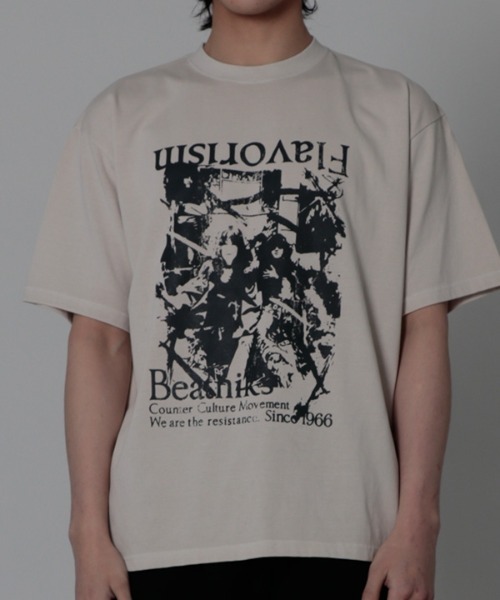 FLAVORISM(フレーバリズム)の「【FLAVORISM 】ビートニック ビンテージピグメントティーシャツ(Tシャツ/カットソー・メンズ・ライトベージュ/ライトグレー/チャコール・MEDIUM/LARGE/X-LARGE)」の3枚目の写真