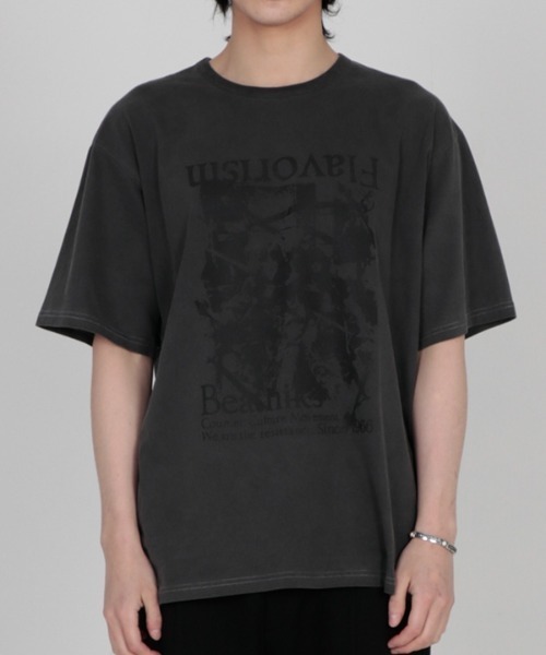 FLAVORISM(フレーバリズム)の「【FLAVORISM 】ビートニック ビンテージピグメントティーシャツ(Tシャツ/カットソー・メンズ・ライトベージュ/ライトグレー/チャコール・MEDIUM/LARGE/X-LARGE)」の2枚目の写真