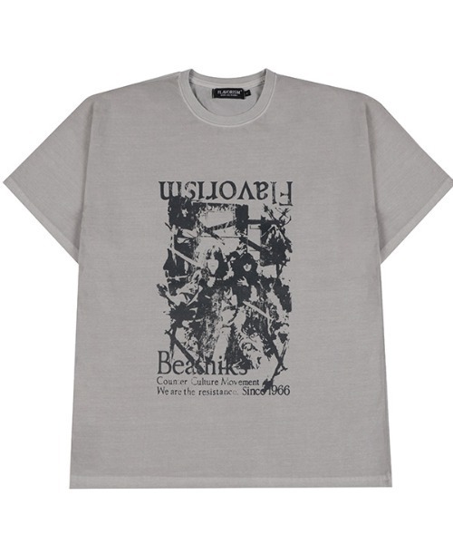 FLAVORISM(フレーバリズム)の「【FLAVORISM 】ビートニック ビンテージピグメントティーシャツ(Tシャツ/カットソー・メンズ・ライトベージュ/ライトグレー/チャコール・MEDIUM/LARGE/X-LARGE)」の7枚目の写真