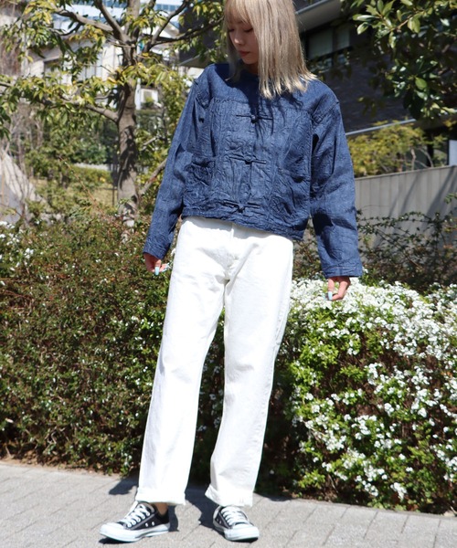 orslow オアスロウ　デニムジャケット　ノーカラー　XL orSlow（オアスロウ）の「orSlow/オアスロウ FROG BUTTON DENIM