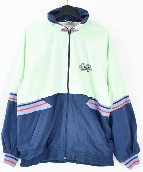 Puma フルジップジャケット ライムグリーン/ネイビー 90's PUMA（プーマ）の「【ヴィンテージ古着】90s PUMA プーマ フルジップ