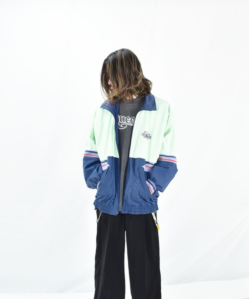 Puma フルジップジャケット ライムグリーン/ネイビー 90's PUMA（プーマ）の「【ヴィンテージ古着】90s PUMA プーマ フルジップ