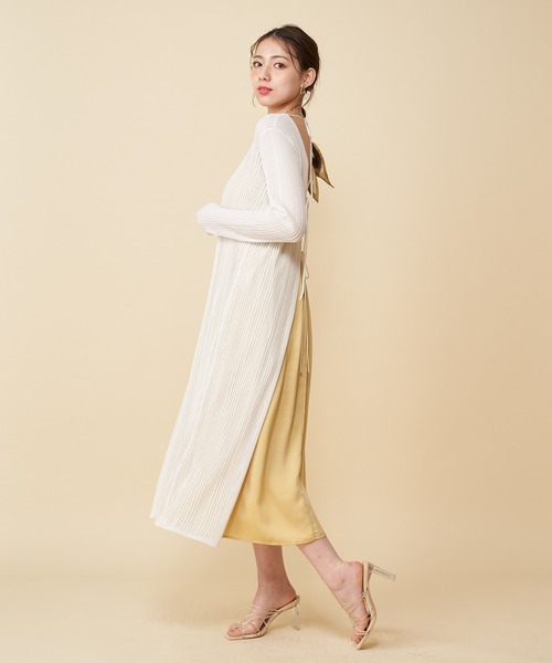 ROYAL PARTY（ロイヤルパーティー）の「2WAYロングシアーカーデ（カーディガン/ボレロ・レディース・ブラック/オフホワイト/グリーン/モカ・FREE）」の16枚目の写真
