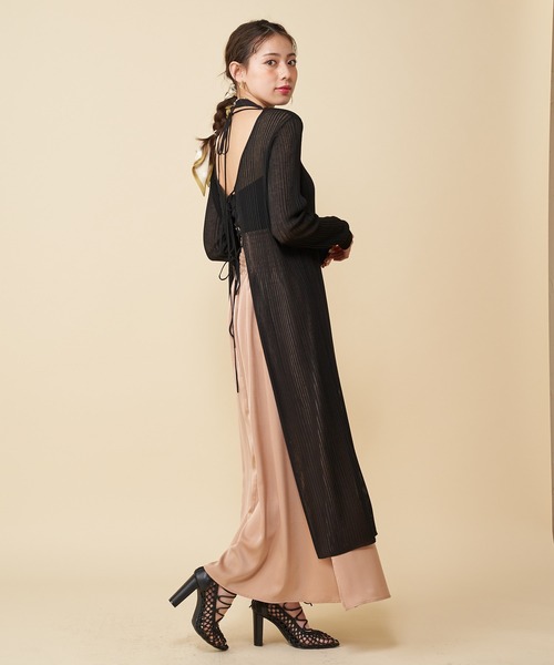 ROYAL PARTY（ロイヤルパーティー）の「2WAYロングシアーカーデ（カーディガン/ボレロ・レディース・ブラック/オフホワイト/グリーン/モカ・FREE）」の18枚目の写真
