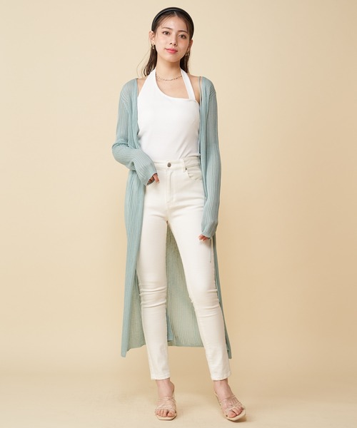 ROYAL PARTY（ロイヤルパーティー）の「2WAYロングシアーカーデ（カーディガン/ボレロ・レディース・ブラック/オフホワイト/グリーン/モカ・FREE）」の15枚目の写真