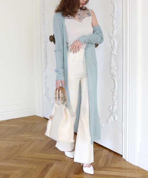 ROYAL PARTY（ロイヤルパーティー）の「2WAYロングシアーカーデ（カーディガン/ボレロ・レディース・ブラック/オフホワイト/グリーン/モカ・FREE）」の14枚目の写真