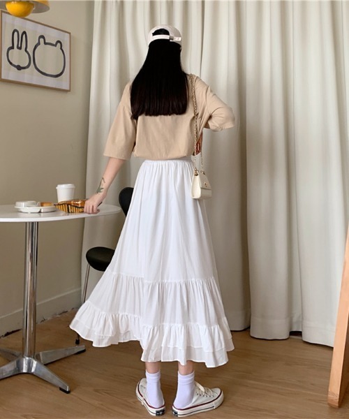 ABITOKYO（アビトーキョー）の「Aラインティアードロングスカート（スカート・レディース・ホワイト/ブラック/パープル・M/L）」の6枚目の写真