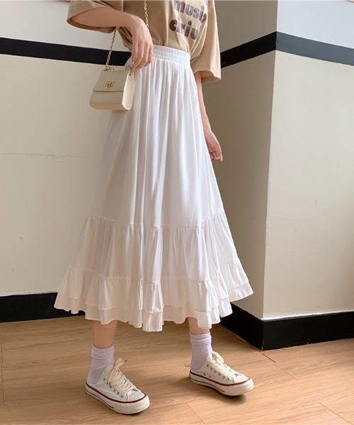 ABITOKYO（アビトーキョー）の「Aラインティアードロングスカート（スカート・レディース・ホワイト/ブラック/パープル・M/L）」の15枚目の写真