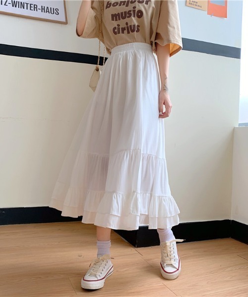 ABITOKYO（アビトーキョー）の「Aラインティアードロングスカート（スカート・レディース・ホワイト/ブラック/パープル・M/L）」の12枚目の写真