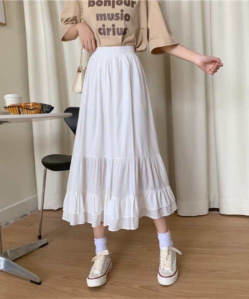 ABITOKYO（アビトーキョー）の「Aラインティアードロングスカート（スカート・レディース・ホワイト/ブラック/パープル・M/L）」の10枚目の写真