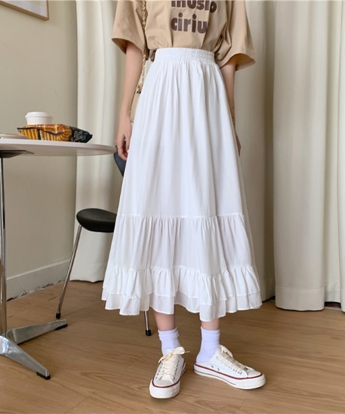 ABITOKYO（アビトーキョー）の「Aラインティアードロングスカート（スカート・レディース・ホワイト/ブラック/パープル・M/L）」の8枚目の写真