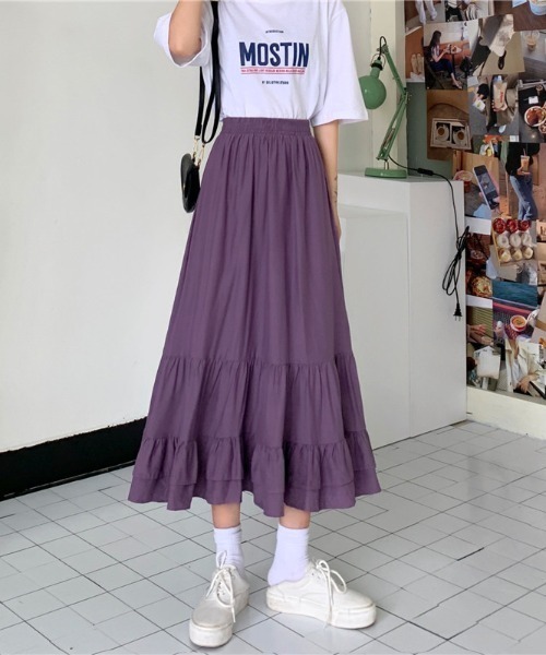 ABITOKYO（アビトーキョー）の「Aラインティアードロングスカート（スカート・レディース・ホワイト/ブラック/パープル・M/L）」の19枚目の写真