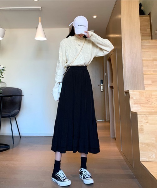 ABITOKYO（アビトーキョー）の「Aラインティアードロングスカート（スカート・レディース・ホワイト/ブラック/パープル・M/L）」の22枚目の写真