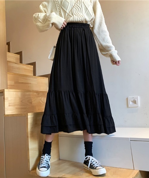 ABITOKYO（アビトーキョー）の「Aラインティアードロングスカート（スカート・レディース・ホワイト/ブラック/パープル・M/L）」の17枚目の写真