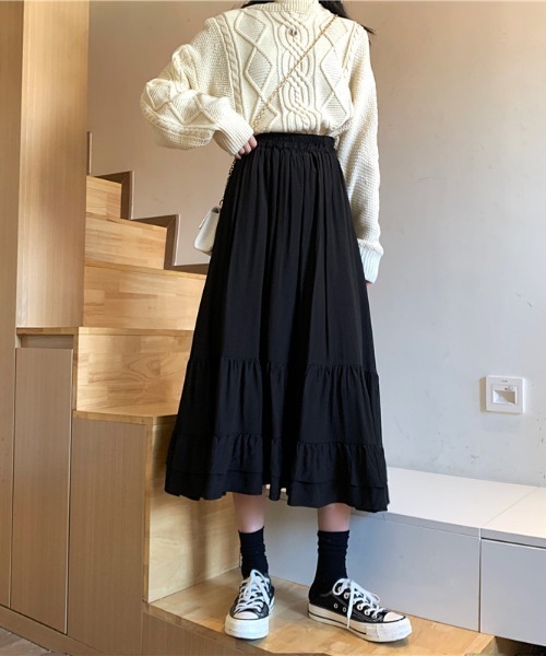 ABITOKYO（アビトーキョー）の「Aラインティアードロングスカート（スカート・レディース・ホワイト/ブラック/パープル・M/L）」の14枚目の写真
