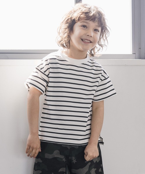 GLOBAL WORK（グローバルワーク）の「【キッズ】シャーベッTEEボーダー/940133（Tシャツ/カットソー・キッズ・ブラック/アイボリー/グレー・100cm/120cm/110cm/140cm/130cm/150cm/160cm）」の6枚目の写真