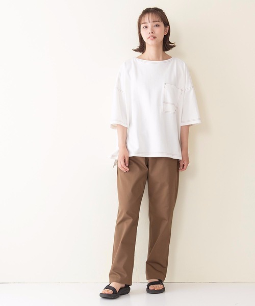 Dickies(ディッキーズ)の「【DICKIES/ディッキーズ】ミニ裏毛ワイドフィット(ビッグシルエット)Tシャツ ワンポイントブランドロゴ(Tシャツ/カットソー・レディース・グリーン/チャコールグレー/ホワイト・MEDIUM)」の4枚目の写真