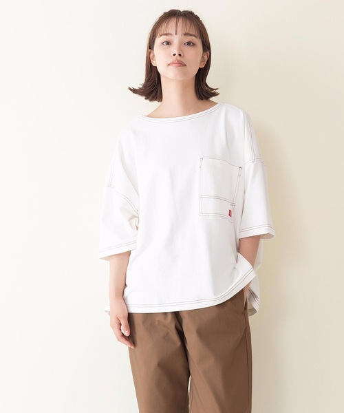 Dickies(ディッキーズ)の「【DICKIES/ディッキーズ】ミニ裏毛ワイドフィット(ビッグシルエット)Tシャツ ワンポイントブランドロゴ(Tシャツ/カットソー・レディース・グリーン/チャコールグレー/ホワイト・MEDIUM)」の7枚目の写真